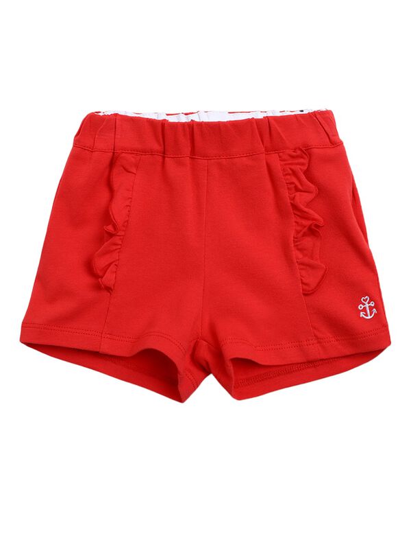 Girls White & Red Printed T-Shirt with Short Pants image number 2